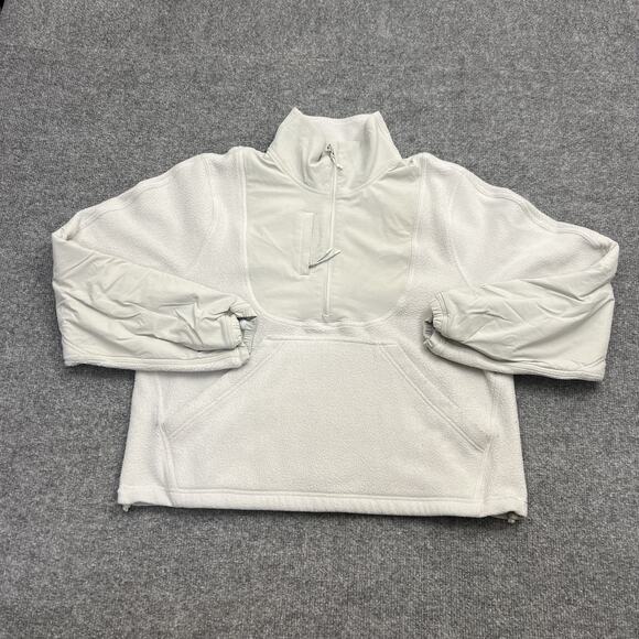 Lululemon Pullover Womens 8 White Fleece Half Zip High Collar Athletic Crop - Picture 1 of 8